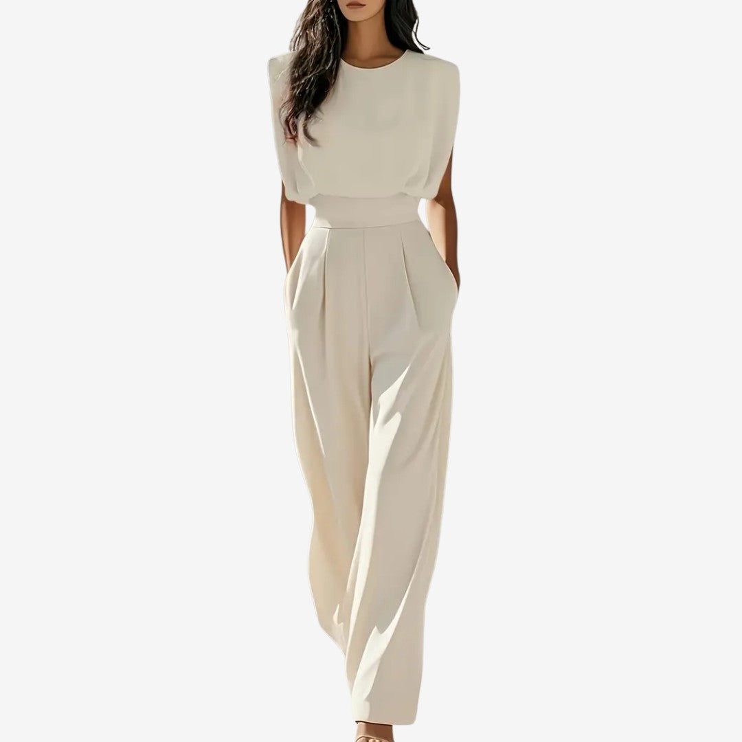 Marlowe Belted Linen Jumpsuit - Beige