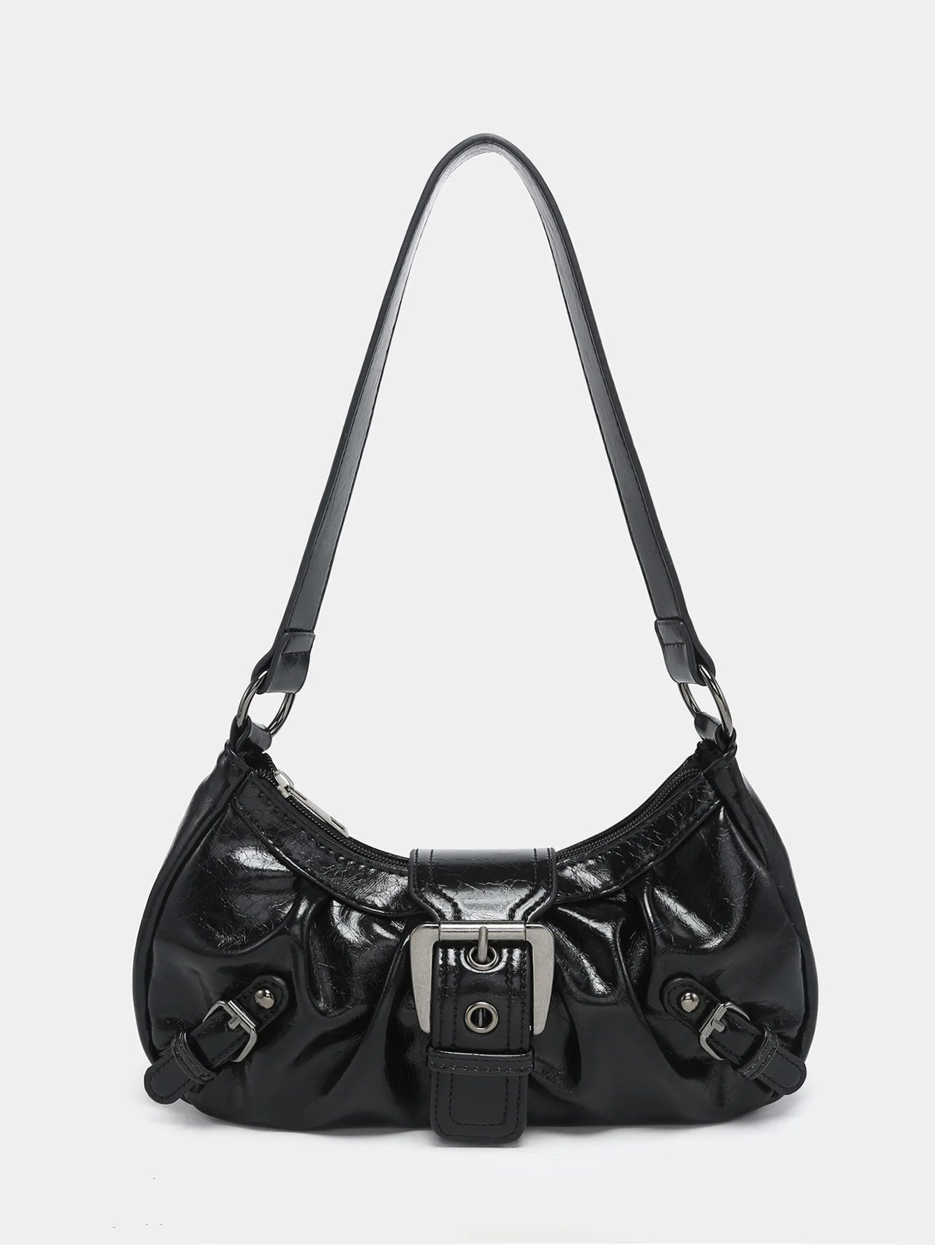 Lottie Vintage Leather Buckle Handbag - detail