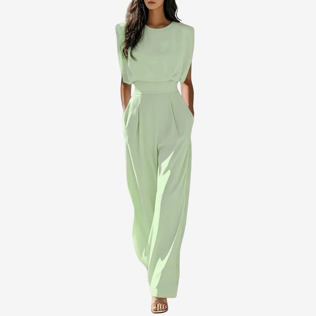 Marlowe Belted Linen Jumpsuit - Olive