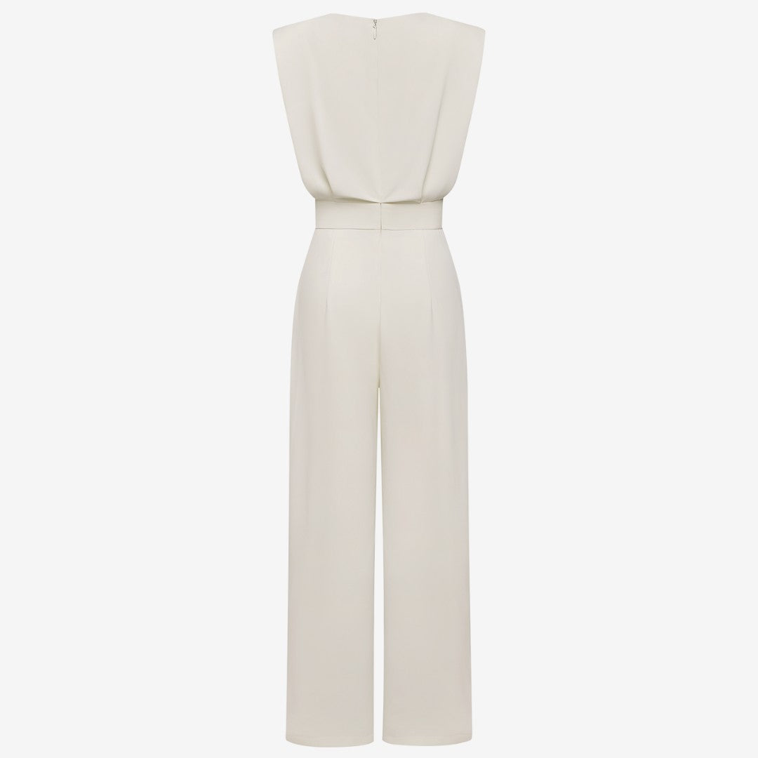 Marlowe Belted Linen Jumpsuit - detail