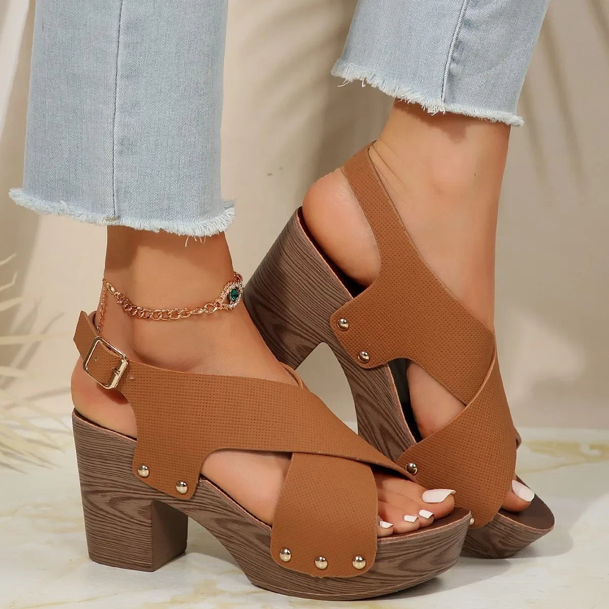 Nova chunky strappy platform sandals - Brown