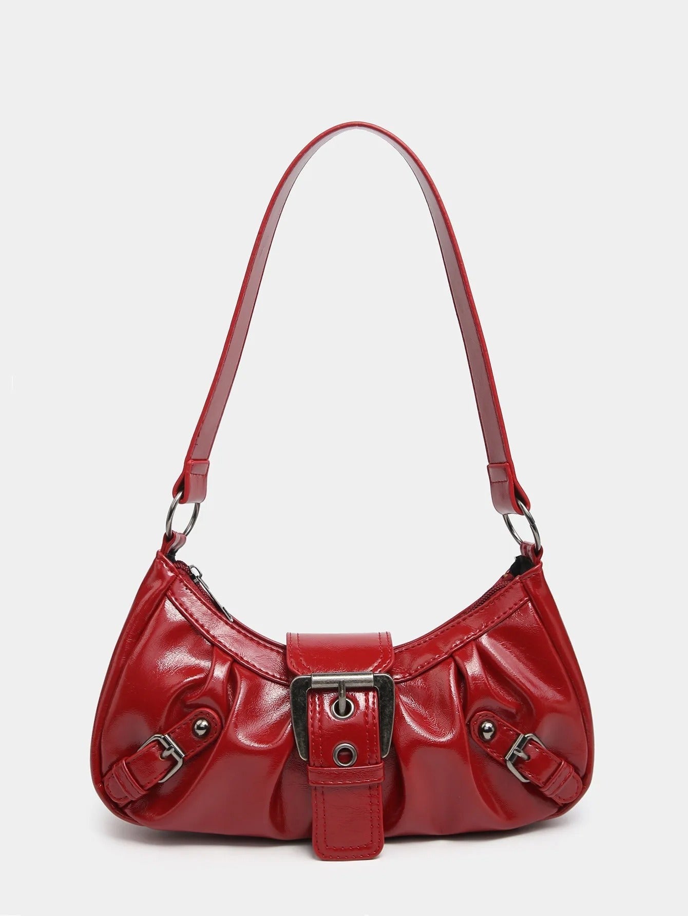 Lottie Vintage Leather Buckle Handbag - detail