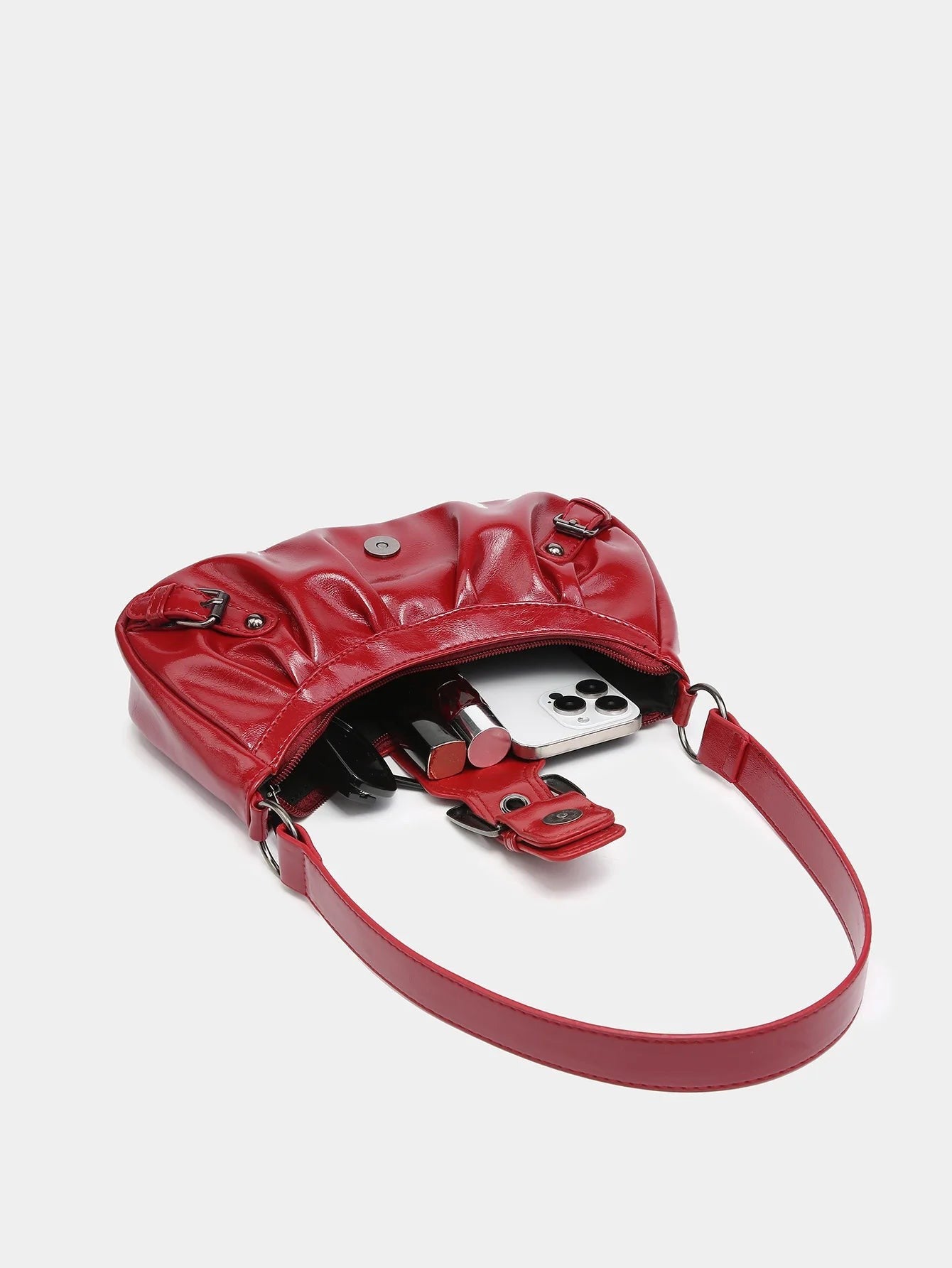 Lottie Vintage Leather Buckle Handbag - detail