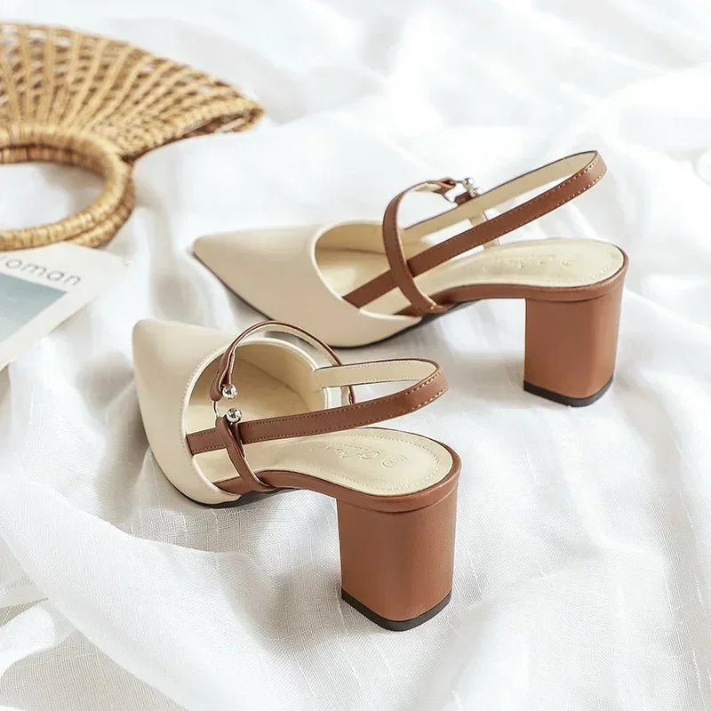 June closed toe slingback block heels - detail