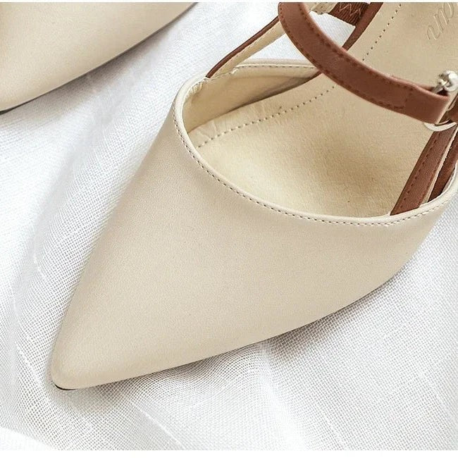 June closed toe slingback block heels - detail