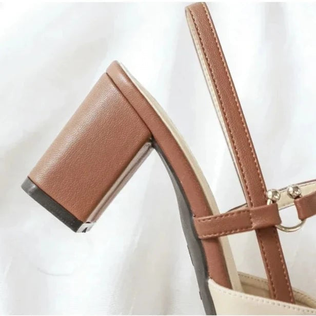 June closed toe slingback block heels - detail