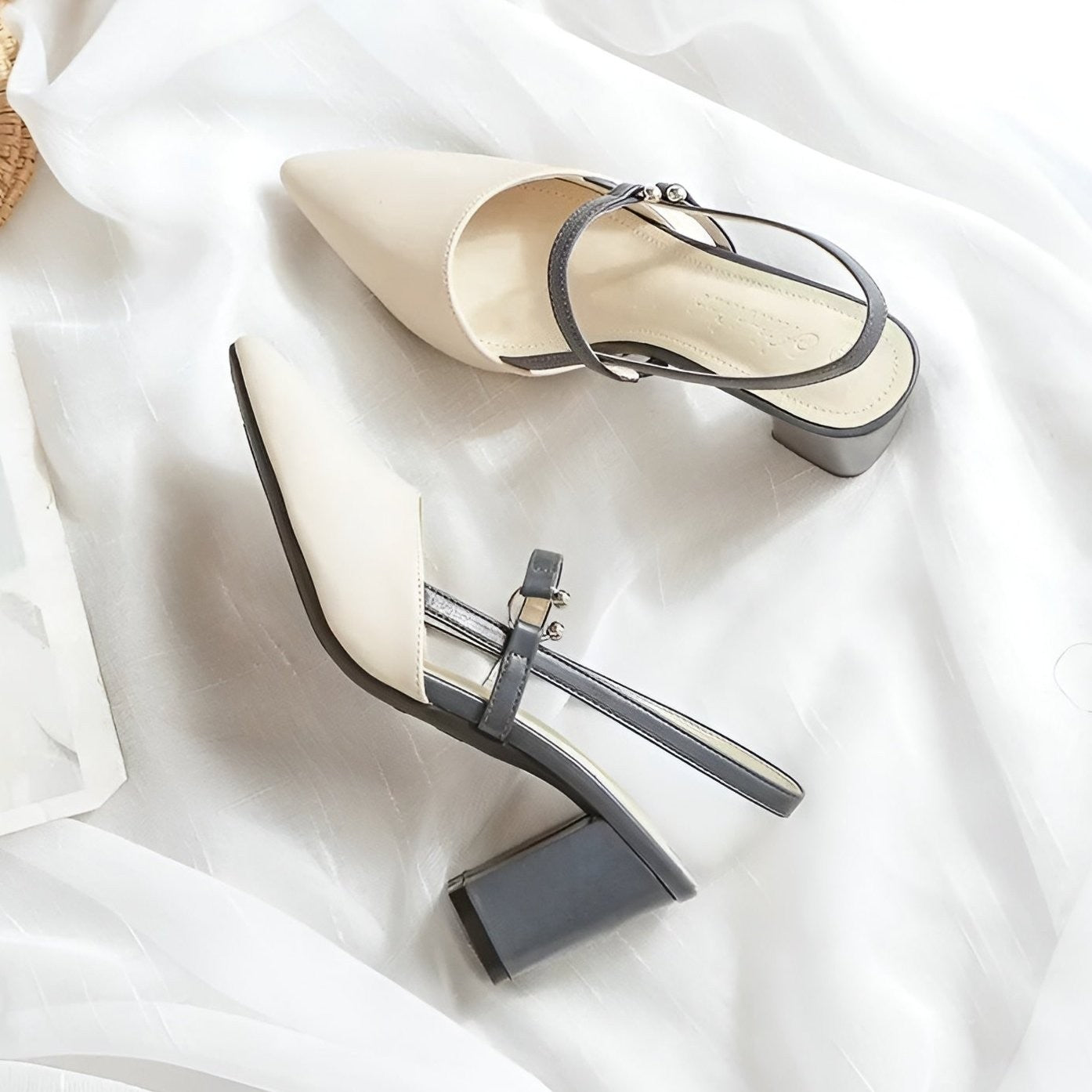 June closed toe slingback block heels - Blue
