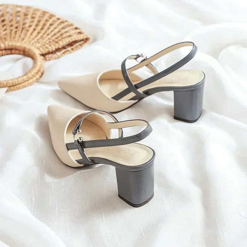 June closed toe slingback block heels - detail