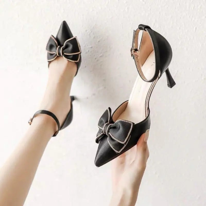 Juliet Slingback Bow High Heels - detail