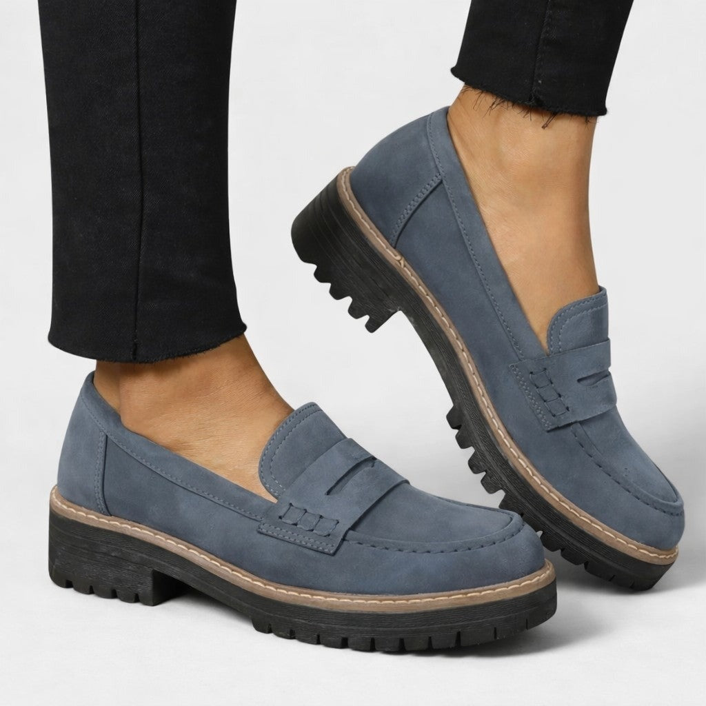 Lena Cushioned Slip On Loafers - Blue