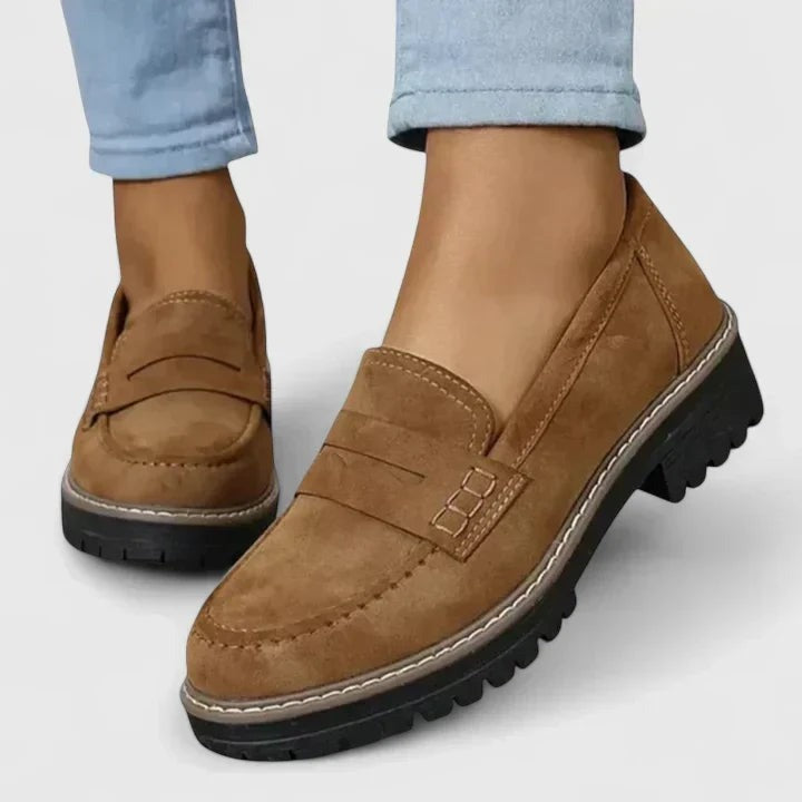 Lena Cushioned Slip On Loafers - Brown