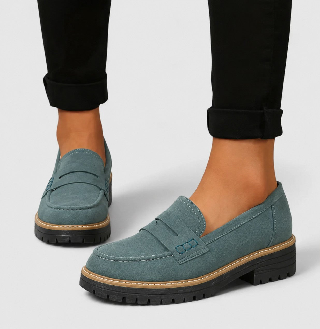 Lena Cushioned Slip On Loafers - Green