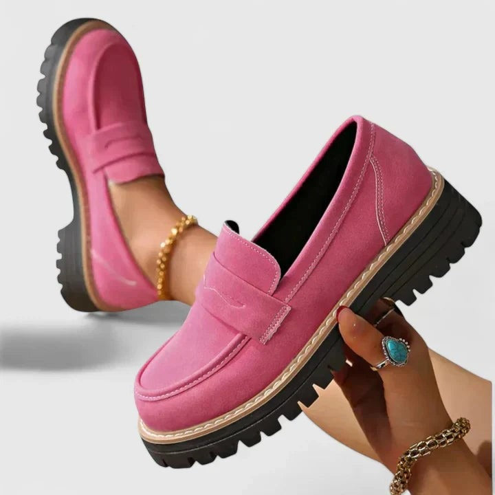Lena Cushioned Slip On Loafers - Pink