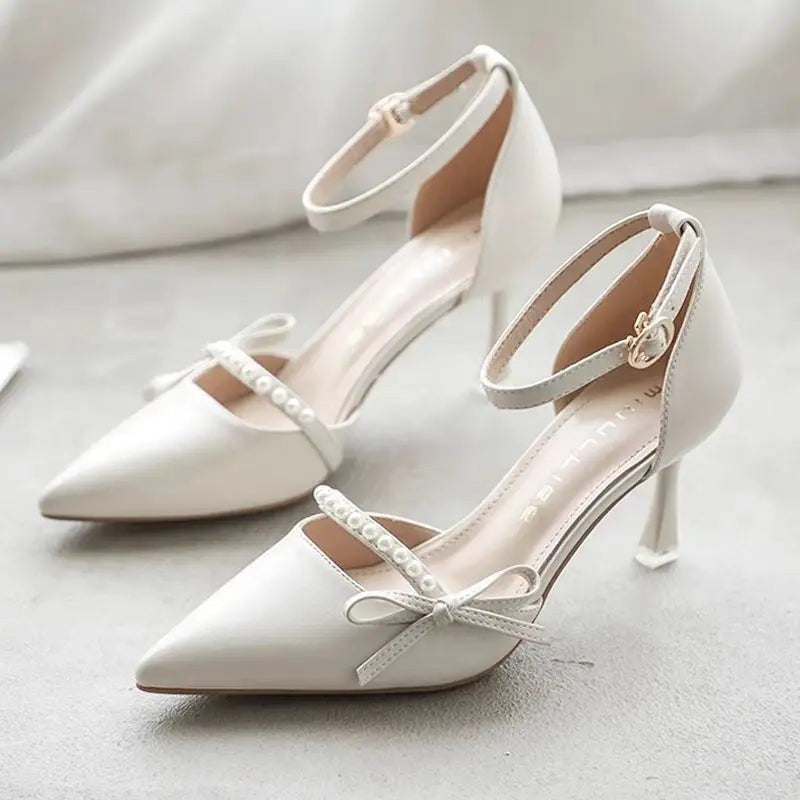 Juliet pearl strappy stiletto heels - Beige