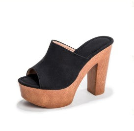 Lottie suede heeled platform mules - Black