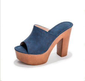 Lottie suede heeled platform mules - Blue