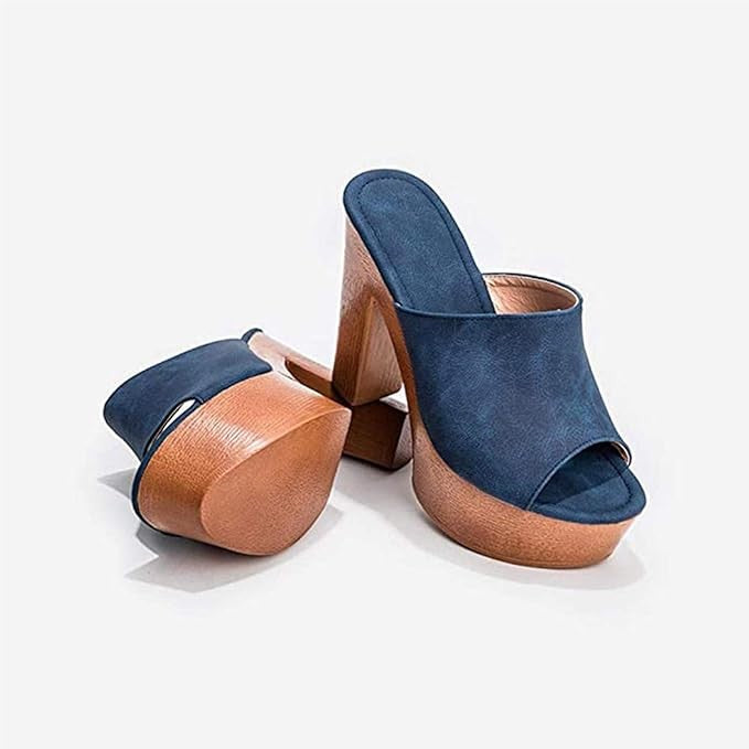 Lottie suede heeled platform mules - detail