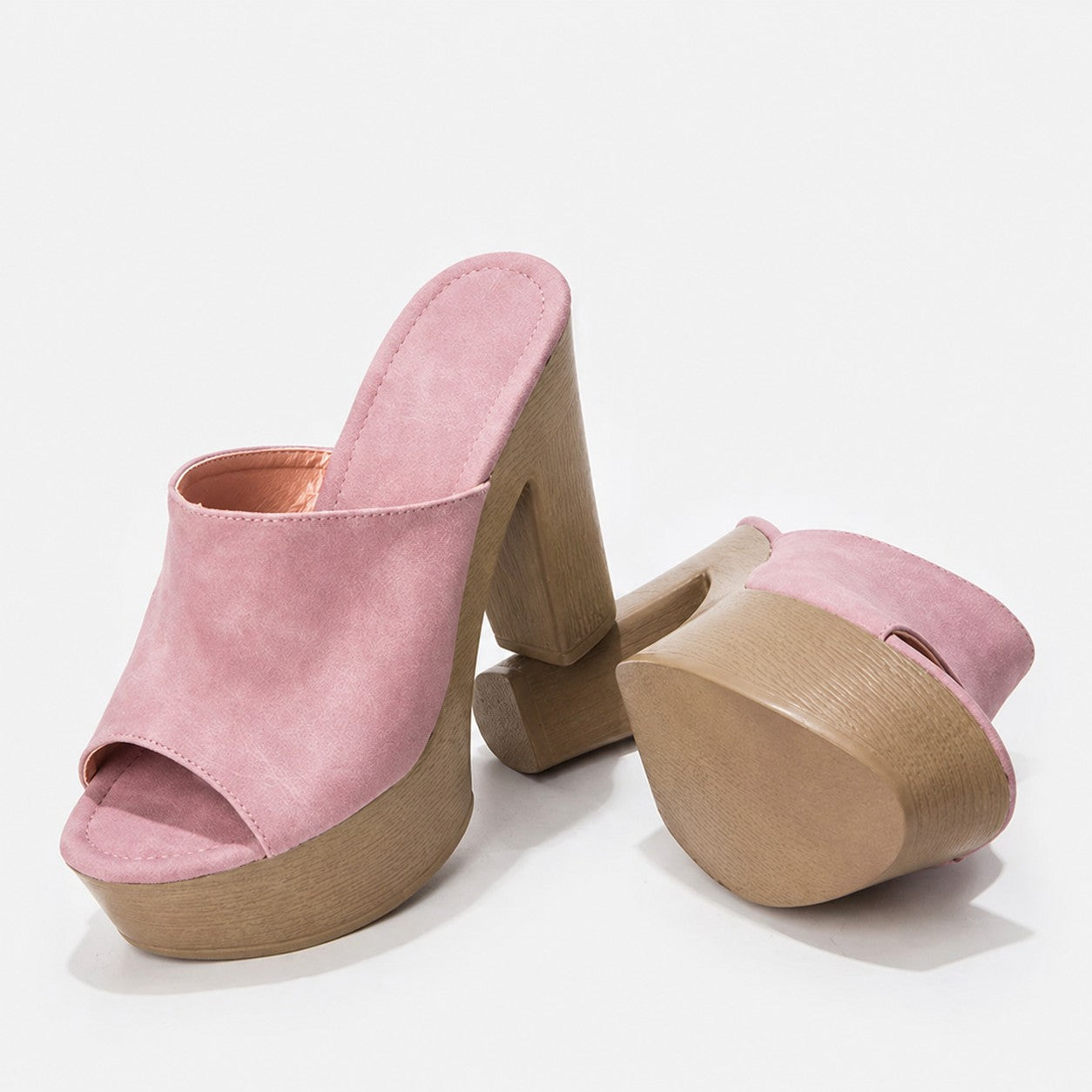 Lottie suede heeled platform mules - detail