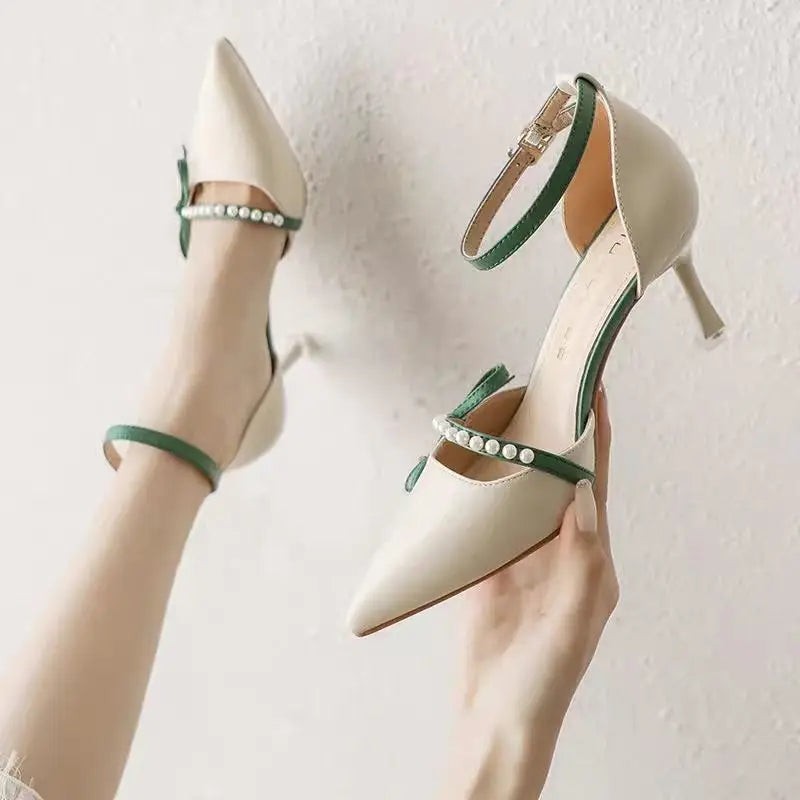 Juliet pearl strappy stiletto heels - Green