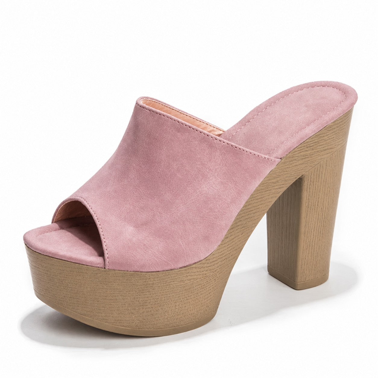 Lottie suede heeled platform mules - Pink