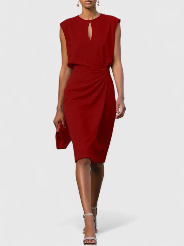 Tess ruched wrap midi dress - Red