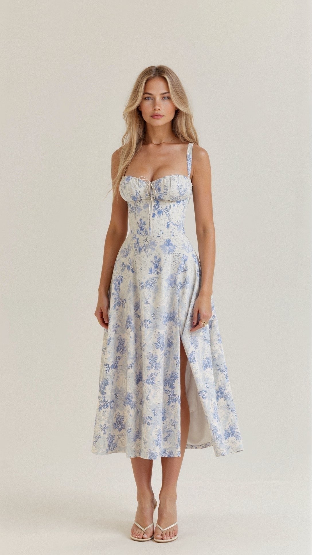 Sasha A line floral midi dress - Blue